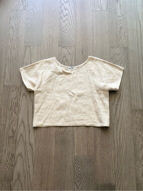 Zoran Cream Boxy Linen Top